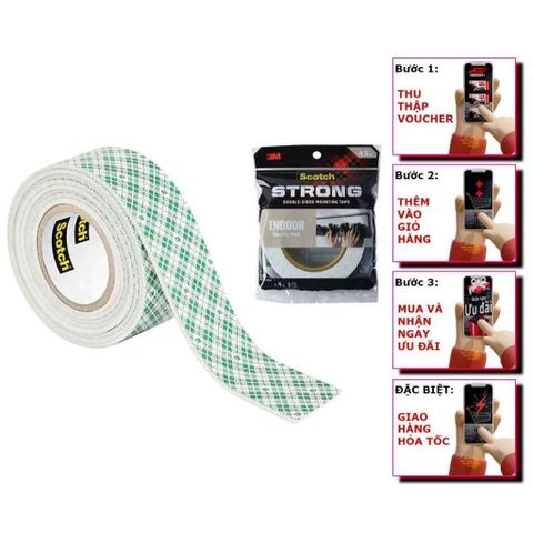 Băng Dính Hai Mặt Chịu Lực 3M SCOTCH 110-S19 - Chịu Tải 4,5kg, Kích Thước 19mm x 1,5m, Sản Xuất Tại Mỹ, Dễ Dàng Sử Dụng Trong Nhà