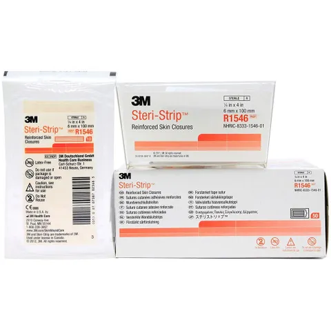 Miếng Dán Y Tế Thay Chỉ Khâu 3M Steri-Strip R1546, 10 Miếng/Túi, Kích Thước 6mm x 100mm - Giải Pháp An Toàn Cho Vết Thương Nhỏ
