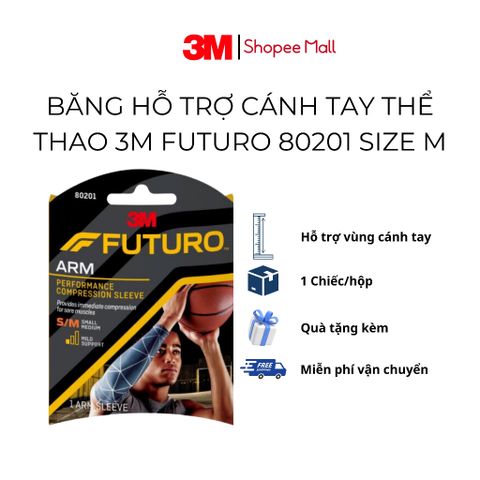 Băng hỗ trợ cánh tay 3M Futuro 80201 - Thun co giãn, màu xanh navy cho thể thao, hỗ trợ khớp và cơ khuỷu tay, 1 chiếc/hộp