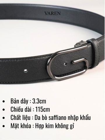 Thắt Lưng Nam VAREN GLORY Da Bò Thật - Dây Nịt Cao Cấp Bản 3.3cm Sang Trọng, Bền Bỉ Dành Cho Quý Ông
