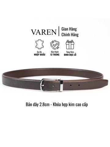 Thắt Lưng Da Bò Epsom Nâu VAREN PRIMO 3.0cm - Phong Cách Thanh Lịch, Bền Bỉ, Dễ Dàng Phối Đồ Cho Mọi Dịp