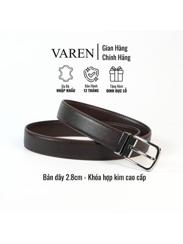 Thắt Lưng Da Bò Epsom Nâu VAREN PRIMO 3.0cm - Phong Cách Thanh Lịch, Bền Bỉ, Dễ Dàng Phối Đồ Cho Mọi Dịp