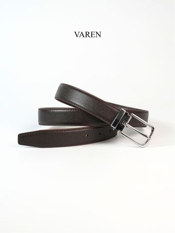 Thắt Lưng Da Bò Epsom Nâu VAREN PRIMO 3.0cm - Phong Cách Thanh Lịch, Bền Bỉ, Dễ Dàng Phối Đồ Cho Mọi Dịp