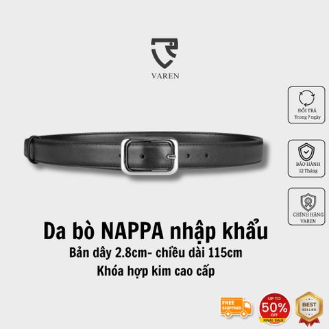 Thắt Lưng Da Thật Bản Nhỏ 2.8cm - Dây Nịt Phong Cách Tối Giản Unisex Khóa Hợp Kim Thời Trang TL01 cho Nam Nữ