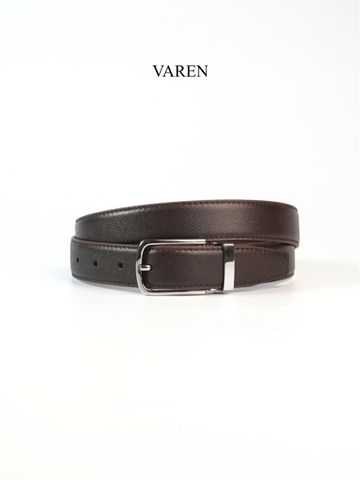 Thắt Lưng Da Bò Epsom Nâu VAREN PRIMO 3.0cm - Phong Cách Thanh Lịch, Bền Bỉ, Dễ Dàng Phối Đồ Cho Mọi Dịp
