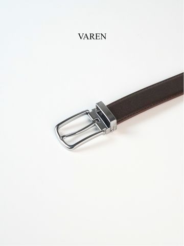 Thắt Lưng Da Bò Epsom Nâu VAREN PRIMO 3.0cm - Phong Cách Thanh Lịch, Bền Bỉ, Dễ Dàng Phối Đồ Cho Mọi Dịp