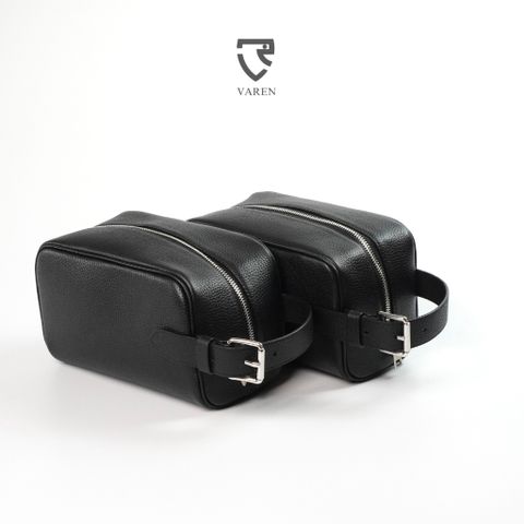 Túi Cầm Tay Da Bò Vân Hạt VAREN - Dopp Kit Cao Cấp Đựng Đồ Chăm Sóc Cá Nhân Sang Trọng Cho Nam Giới