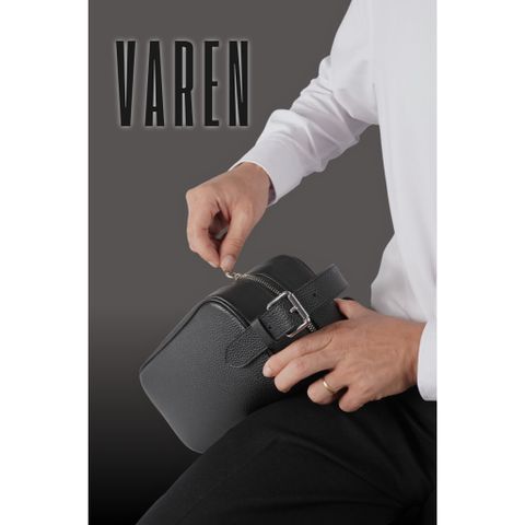 Túi Cầm Tay Da Bò Vân Hạt VAREN - Dopp Kit Cao Cấp Đựng Đồ Chăm Sóc Cá Nhân Sang Trọng Cho Nam Giới