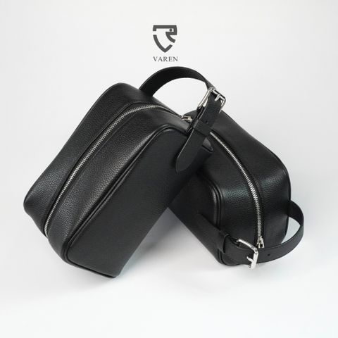 Túi Cầm Tay Da Bò Vân Hạt VAREN - Dopp Kit Cao Cấp Đựng Đồ Chăm Sóc Cá Nhân Sang Trọng Cho Nam Giới