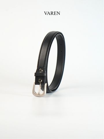 Thắt Lưng Unisex Da Bò Thật 2.3cm - Khóa Hợp Kim Trắng Xám Tối Giản, Phụ Kiện Thời Trang Đa Dụng Cho Nam Nữ