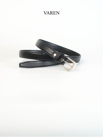 Thắt Lưng Unisex Da Bò Thật 2.3cm - Khóa Hợp Kim Trắng Xám Tối Giản, Phụ Kiện Thời Trang Đa Dụng Cho Nam Nữ