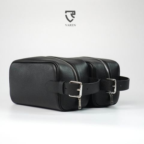 Túi Cầm Tay Da Bò Vân Hạt VAREN - Dopp Kit Cao Cấp Đựng Đồ Chăm Sóc Cá Nhân Sang Trọng Cho Nam Giới