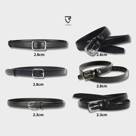 Thắt Lưng Da Bò Thật Unisex Bản Nhỏ 2.3cm & 2.8cm Khóa Hợp Kim - Phụ Kiện Thời Trang Tối Giản, Lịch Lãm cho Nam Nữ