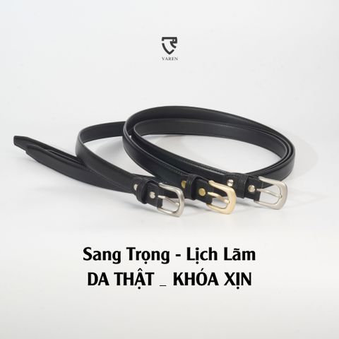 Thắt Lưng Da Bò Thật Unisex Bản Nhỏ 2.3cm & 2.8cm Khóa Hợp Kim - Phụ Kiện Thời Trang Tối Giản, Lịch Lãm cho Nam Nữ