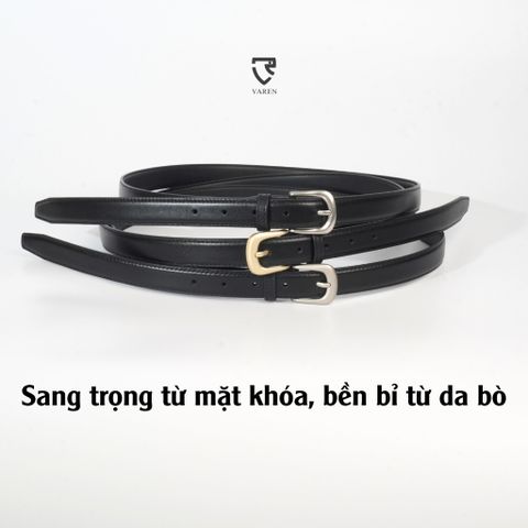 Thắt Lưng Da Bò Thật Unisex Bản Nhỏ 2.3cm & 2.8cm Khóa Hợp Kim - Phụ Kiện Thời Trang Tối Giản, Lịch Lãm cho Nam Nữ