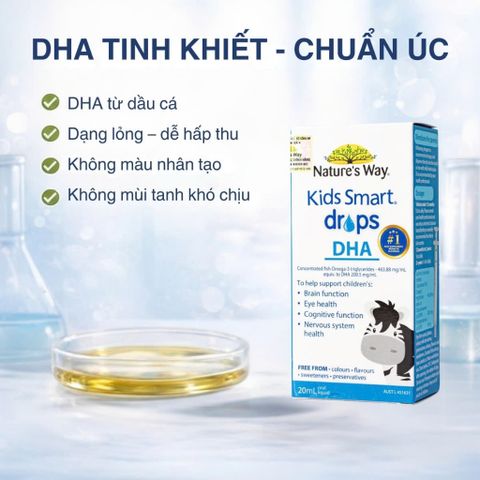 Giọt DHA Nature’s Way Kids Smart 20ml - Thực Phẩm Bảo Vệ Sức Khỏe Cho Trẻ Sơ Sinh & Trẻ Nhỏ, Hỗ Trợ Phát Triển Não Bộ & Thị Lực