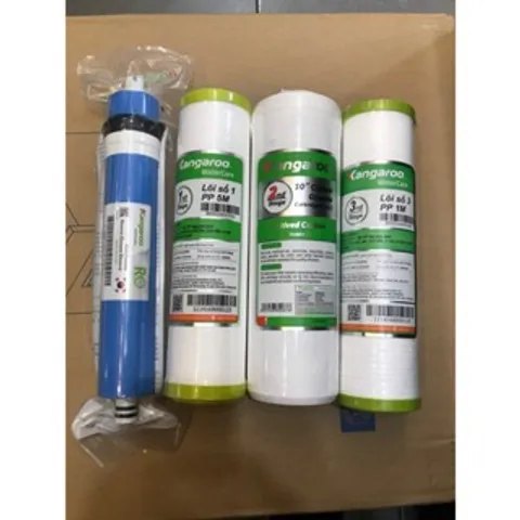 Combo 4 Lõi Lọc Nước RO Kangaroo 1234 - Chính Hãng, Thay Thế Dễ Dàng cho Máy Lọc Nước Kangaroo, Karofi, Sunhouse