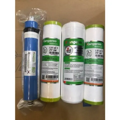 Combo 4 Lõi Lọc Nước RO Kangaroo 1234 - Chính Hãng, Thay Thế Dễ Dàng cho Máy Lọc Nước Kangaroo, Karofi, Sunhouse