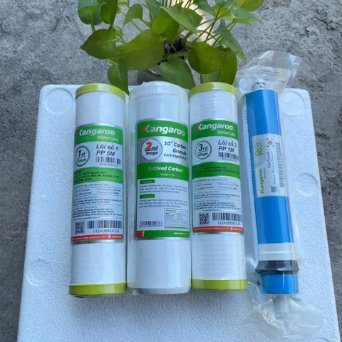 Combo 4 Lõi Lọc Nước RO Kangaroo 1234 - Chính Hãng, Thay Thế Dễ Dàng cho Máy Lọc Nước Kangaroo, Karofi, Sunhouse