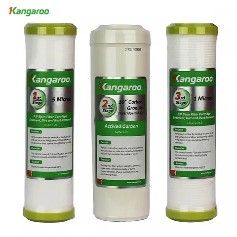 Lõi lọc nước Kangaroo 1,2,3 Chính Hãng - Bộ Lõi Lọc RO Cho Máy Lọc Nước, Than Hoạt Tính, PP5, PP1 Micron