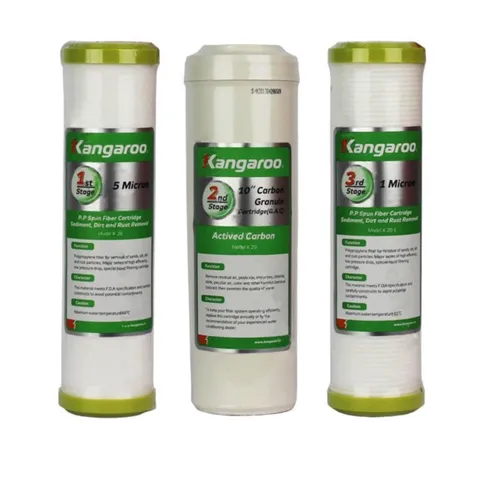 Lõi lọc nước Kangaroo 1,2,3 Chính Hãng - Bộ Lõi Lọc RO Cho Máy Lọc Nước, Than Hoạt Tính, PP5, PP1 Micron