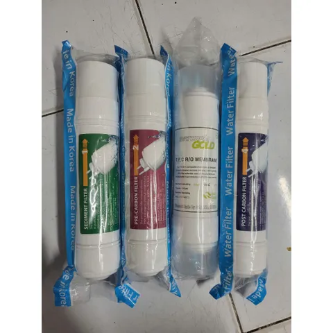 Bộ 4 Lõi Lọc Nước RO Hàn Quốc - Sediment, Pre Carbon, RO Membrane & Post Carbon - Tinh Khiết Hóa Nước Uống An Toàn