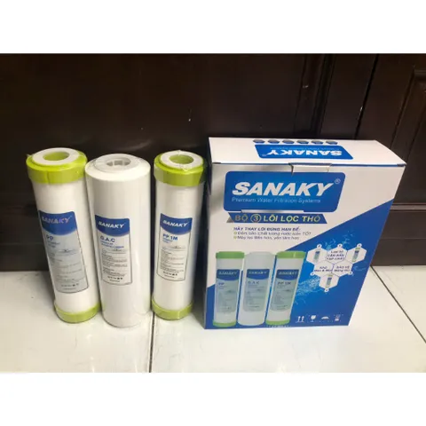 Bộ 3 Lõi Lọc Nước RO Sanaky - Chính Hãng - Phù Hợp Kangaroo, Karofi, Sunhouse, Lọc Cặn Bẩn và Tạp Chất Hiệu Quả