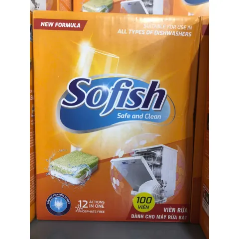 Viên Rửa Bát Sofish Chính Hãng - Chuyên Dụng Cho Máy Rửa Chén Bosch, Teka, Hafele - Làm Sạch Hiệu Quả, Không Mùi, Loại Bỏ Dầu Mỡ