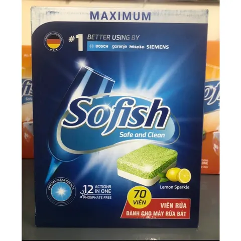 Viên Rửa Bát Sofish Chính Hãng - Chuyên Dụng Cho Máy Rửa Chén Bosch, Teka, Hafele - Làm Sạch Hiệu Quả, Không Mùi, Loại Bỏ Dầu Mỡ
