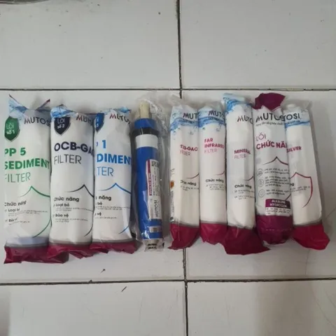 Bộ 9 Lõi Lọc Nước Mutosi 123456789 - Lõi PP, OCB-GAC, RO, Mineral, Nano Silver, Alkaline - Hàng Chính Hãng Chất Lượng Cao