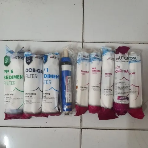 Bộ 9 Lõi Lọc Nước Mutosi 123456789 - Lõi PP, OCB-GAC, RO, Mineral, Nano Silver, Alkaline - Hàng Chính Hãng Chất Lượng Cao