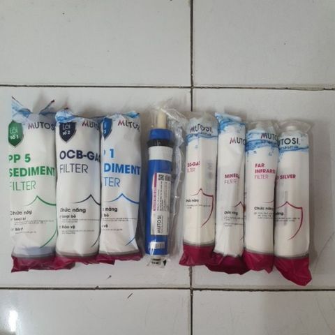 Combo 8 Lõi Lọc Nước MUTOSI 12345678 - Hệ thống lọc nước hoàn chỉnh, an toàn và hiệu quả cho sức khỏe gia đình bạn