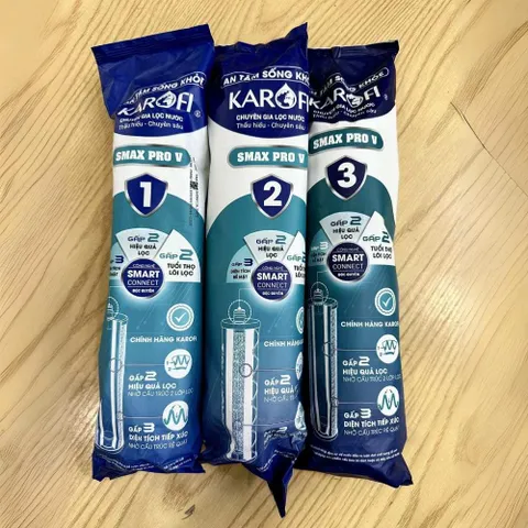 Lõi Lọc Smax Pro V Karofi Bộ 1,2,3 - Hàng Chính Hãng Thay Thế KAQ-X16, X26, KAD-D528 - Công Nghệ Thông Minh 12 Tháng