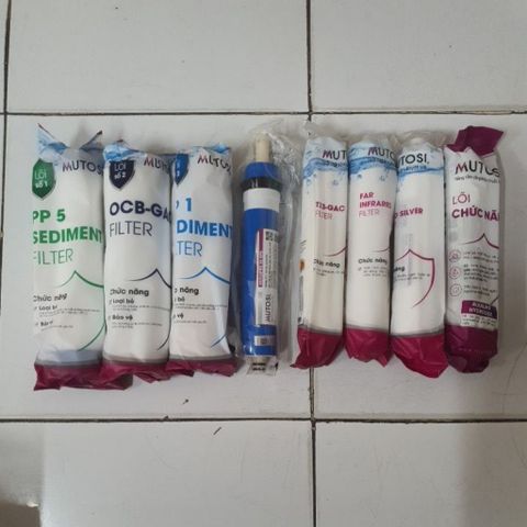 Bộ 8 Lõi Thay Thế Mutosi MP-282M - Lõi RO, T33, Far, Alkaline và Nanosilver - Lọc Nước An Toàn, Bảo Vệ Sức Khỏe