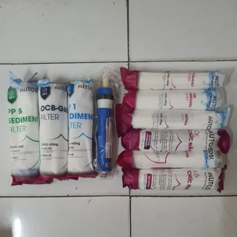 Combo 10 Lõi Lọc Nước Mutosi RO - Lõi PP5, GAC, T33, Bio Ceramic, Đá Khoáng, Nanosilver, Tăng Cường Chất Lượng Nước Uống