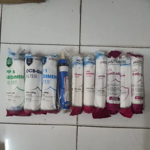 Combo 10 Lõi Lọc Nước Mutosi RO - Lõi PP5, GAC, T33, Bio Ceramic, Đá Khoáng, Nanosilver, Tăng Cường Chất Lượng Nước Uống