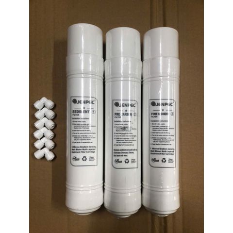 Bộ 3 Lõi Lọc Nước Đúc 123 Jenpec - Thay Thế Cho Máy Lọc Model A5000, Lõi Sediment, Pre Carbon, Fine Sediment