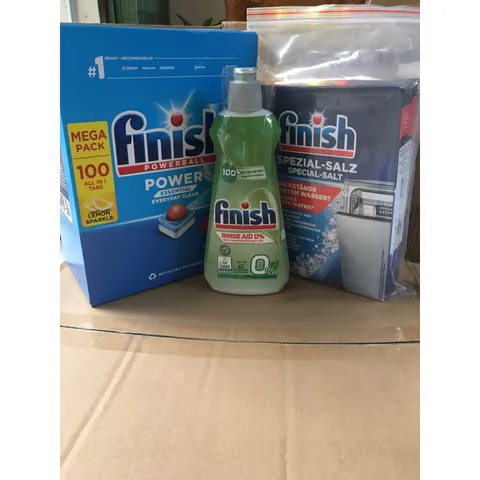 Bộ sản phẩm Finish - Hộp 100 viên rửa bát, muối 1,2Kg và nước làm bóng 400ML - Hàng chính hãng cho máy rửa chén