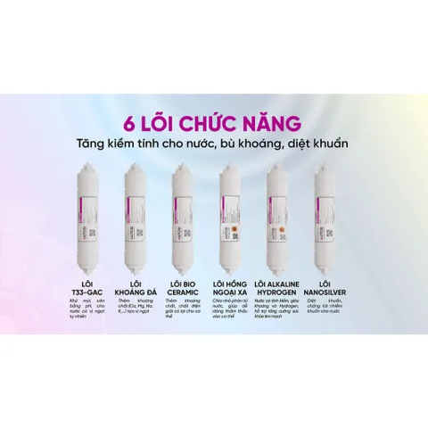 Combo 6 Lõi Lọc Nước Khoáng Mutosi Chính Hãng Dùng Cho Máy Lọc RO - T33-Gac, Bio Ceramic, Far Infrared, Nano Silver