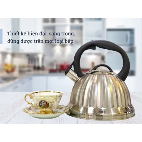 Ấm Đun Nước Arber Inox 304 - Đun Nước Sôi Nhanh, Phù Hợp Với Mọi Loại Bếp, Thiết Kế Sang Trọng Với Còi Báo Hiệu Sôi