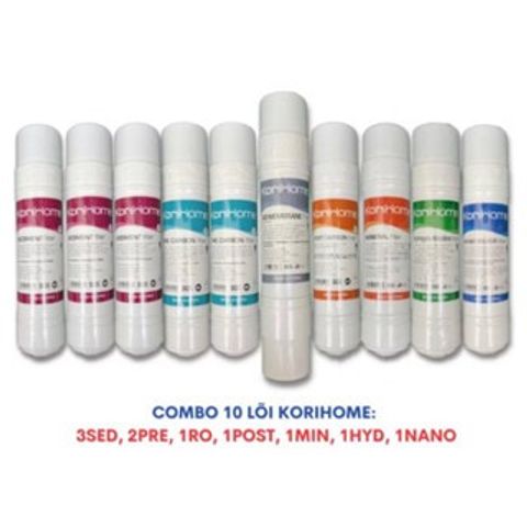 Bộ 10 Lõi Lọc Nước Korihome Cho Máy WPK-G61, WPK-G60-S, WPK-G62 - Chất Lượng Cao, Thay Thế Dễ Dàng, Nguồn Nước Sạch An Toàn