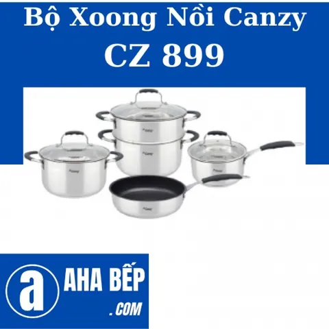 [Khuyến Mãi] Bộ xoong nồi cao cấp Canzy  5 món được làm từ Inox 201 sáng bóng, không phản ứng với thức ăn và an toàn