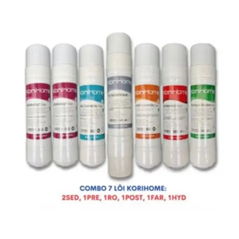 Bộ 7 Lõi Lọc Nước Korihome Chính Hãng - 2 Sediment, 1 Pre Carbon, 1 RO, 1 Post Carbon, 1 Hydrogen, 1 Infrared cho Máy Lọc Nước