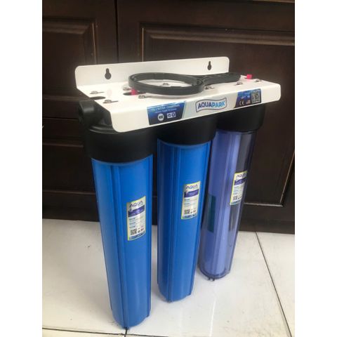 Bộ 3 Cốc Lọc Thô Aqua 20inch - Bộ Lọc Nước Sinh Hoạt, Chất Liệu Nhựa Chịu Nhiệt, Lõi Lọc Than Hoạt Tính và Carbon