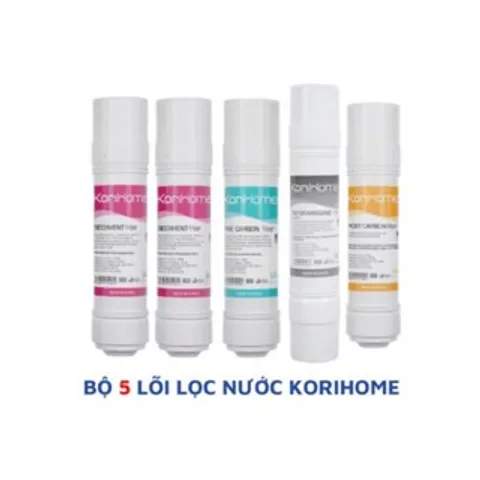 Bộ 5 Lõi Lọc Nước Korihome Chính Hãng - 2 Sediment, 1 Pre Carbon, 1 Màng RO, 1 Post Carbon - Thay Thế Cho Máy Lọc Nước