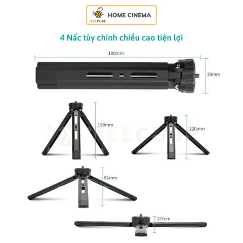 Chân máy chiếu Mini Beecube - Tripod kim loại gấp gọn, chịu tải 5kg cho Webcam, Camera, DSLR - Phụ kiện thiết bị số cao cấp