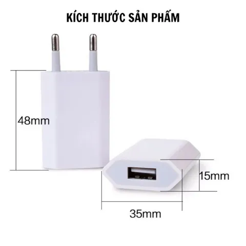 Cốc Sạc Dẹt USB 5W Gọn Nhẹ, An Toàn Cho Điện Thoại iPhone, Tai Nghe - Bảo Vệ Pin Tối Đa, Thích Hợp Mọi Dòng Máy
