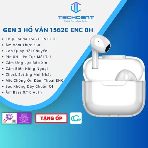 Tai Nghe Louda Gen2 1562E & Gen3 ENC ANC Không Dây Thời Trang - Âm Thanh HiFi, Pin 8H, Chống Ồn Thông Minh, Thiết Kế Nhỏ Gọn