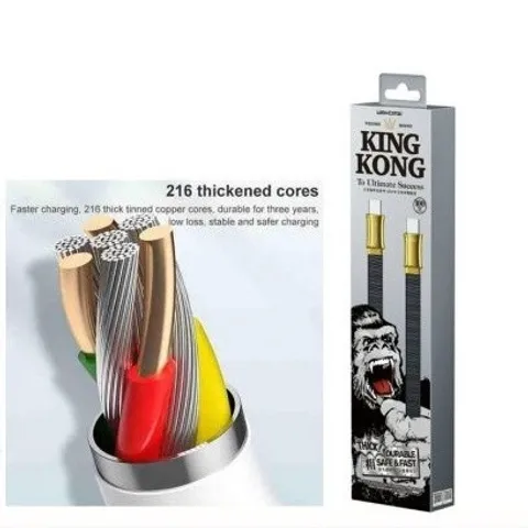 Cáp Sạc Nhanh WEKOME KingKong 100W Type-C đến Type-C, Dung Lượng Cao, Truyền Dữ Liệu Nhanh, 120cm, Hợp Kim Kẽm Chất Lượng Cao