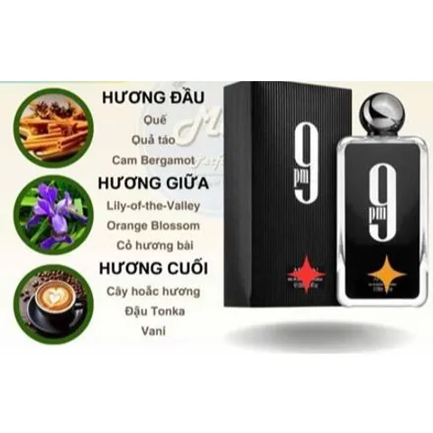 Nước Hoa 9 PM Afnan - Hương Tươi Mát với Táo Xanh, Cam, Vani và Hoa Cam - Độ Lưu Hương 6-8 Giờ, Phù Hợp Mọi Dịp